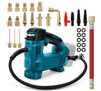 Compresor de Aire Portátil 18V Compatible con Makita, Bomba de Aire de Mano con Luz LED y Manómetro Digital, Compresor de Aire Eléctrico para Automóviles, Motocicletas, Bicicletas (Sin Batería)