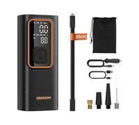Compresor de Aire Portátil de 150 PSI, Bomba de Aire con Batería de 6000 mAh,Compresor Electrónico Portátil para Auto,Moto y Bicicleta-Con Función de Banco de Energía, Luz LED, Carga USB-C,Arancione