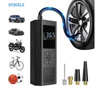 Compresor de aire portátil de 150 PSI con manómetro de presión de neumáticos y pantalla LED - Inflador de neumáticos sin varillas inteligente de un 3 veces más rápido, USB, batería recargable
