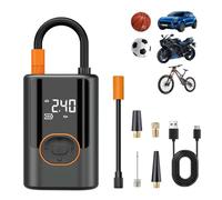 Compresor de aire portátil inflador de neumáticos, inflador de neumáticos inalámbrico de 150 PSI, 5 modos, 6000 mAh, banco de energía recargable, apagado automático, pantalla digital, bomba de aire
