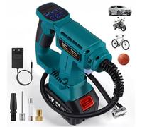 Compresor de aire portátil para baterías 18 V, máx. 11 bar, inflador automático con manómetro digital, bomba de aire para coche, moto, bicicleta, balón deportivo