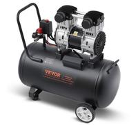 Compresor de aire VEVOR, tanque de acero de 15 galones, compresor de aire sin aceite de 2 HP, 5,3 CFM a 90 PSI y presión máxima de 125 PSI, compresor portátil ultrasilencioso de 78 dB, para reparación