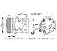 NRF Compresor aire acondicionado 32772 para Peugeot 307/308 y Citroën C4/C4 Picasso