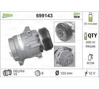 Compresor del aire acondicionado R 134 a PAG 46 699143 VALEO para NISSAN RENAULT
