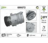 Compresor del aire acondicionado R 134 a PAG 46 699572 VALEO para OPEL CORSA B