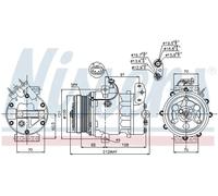 NISSENS 89037 Compresor aire acondicionado con aceite de compresor PAG con acoplamiento magnético con diodo