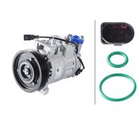 Hella Compresor de aire acondicionado 8FK 366 200-531 12V R134a PAG46 con aceite PAG y junta tórica