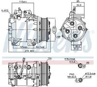 Compresor del aire acondicionado R 134 a PAG 56 890128 NISSENS para HONDA