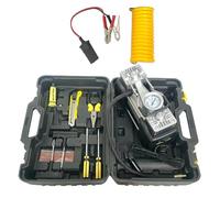 Compresor portátil maletín accesorios | Juego de herramientas de reparación al aire libre - 12 V multifunción bomba de aire portátil para bicicleta para asistencia en carretera coche camión