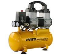 VITO - Compresor de aire portátil silencioso 8L sin aceite - Motor 1.5CV 115 PSI - Flujo 159L/min - 8 Bar inflador eléctrico con ruedas y asa para neumáticos de bicicleta y automóviles