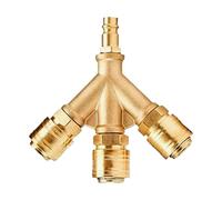 Compressed Air Distributor Triple with Couplings, Heavy Duty Air Coupling Plug, Compact Leakproof Compressor Hose Accessories, Durable Pneumatic Fittings for Manufacturing, Workshop, 12x17x3cm