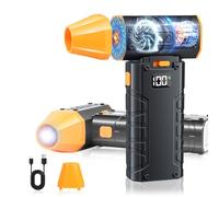Compressed Air Duster - Pistola de aire comprimido (130.000 rpm, 100 velocidades, ajustable con pantalla LED y luz, batería de 6000 mAh, potente mini ventilador para PC, portátil, teclado, coche