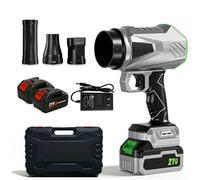 Compressed Air Duster, Turbo Jet Blower Electric Cordless Dust Blower, Adjustable Rechargeable for PC Keyboard Cleaning, Car Detailing, Home, Office and Outdoor Debris Removal (2Batt&1Char&Box&Set)