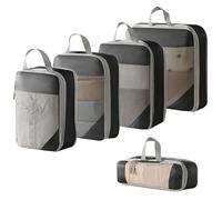 Compressed Packing Cubes Travel Storage Set, Packing Cubes for Travel, Travel Essentials for Women (Black,5 Pieces)