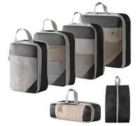 Compressed Packing Cubes Travel Storage Set, Packing Cubes for Travel, Travel Essentials for Women (Black,6 Pieces)