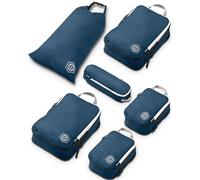 Compression Packing Cubes 6 Piece Set for Travel - Lightweight, Durable Clothes Organizer for Carry-On Luggage and Backpacks by TRIPPED Travel Gear (Navy Blue)