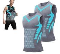 Compression Shirt Men Sleeveless Slimming Tank Top Tummy Control Workout Shirt Breathable Muscle Shaper Vest (Gray*2pcs,x_l)
