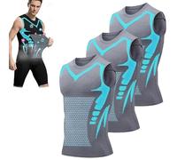 Compression Shirt Men Sleeveless Slimming Tank Top Tummy Control Workout Shirt Breathable Muscle Shaper Vest (Gray*3pcs,s)
