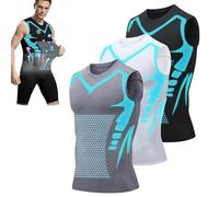 Compression Shirt Men Sleeveless Slimming Tank Top Tummy Control Workout Shirt Breathable Muscle Shaper Vest (3pcs,l)