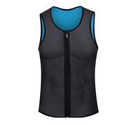 Compression Tank Top Men Compress Zipper Vest Chest Compression Shirt Body Shaper Vest (Grey Blue,XL)