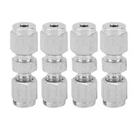 Compression Tube Adapter 304 Stainless Steel Double Ferrule Straight Reducer Union High Strength Leak Proof Design for Water Air Oil Pipes 4Pcs (F3 / F4)