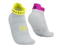 COMPRESSPORT Pro Racing Socks V4.0 Run Low - Unisex - Blanco / Amarillo / Rosa - talla 45/48- modelo 2025