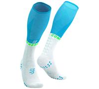 Compressport - Mallas de compresión - Full Socks Oxygen Norse Blue/Neon Green - Talla 39-41 - Azul Azul 39-41