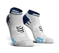 COMPRESSPORT Pro Racing Socks V3.0 Run Low, Calcetines Para Correr Unisex Adulto, Blanco/azul, 3 Años Paquete De 2