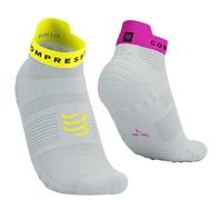 COMPRESSPORT Pro Racing Socks V4.0 Run Low - Unisex - Blanco / Amarillo / Rosa - talla 45/48- modelo 2025