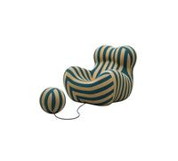 COMPRIMIBLE Abrazo Mochi | Sofa individual con puff. Fabricado en tela de lana resistente al desgaste e interior con espuma polimérica de alta densidad. Disponibilidad inmediata. 102x117x91 (Rayas)