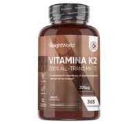 Comprimidos Vitamina K2 (MK-7) - 200 mcg 365 Tabletas - Suplemento Vegano para el Mantenimiento de los Huesos