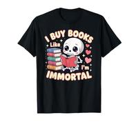 Compro libros como si fuera inmortal libro de esqueleto estilo kawaii Camiseta