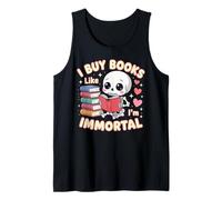 Compro libros como si fuera inmortal libro de esqueleto estilo kawaii Camiseta sin Mangas