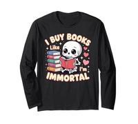 Compro libros como si fuera inmortal libro de esqueleto estilo kawaii Manga Larga