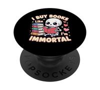 Compro libros como si fuera inmortal libro de esqueleto estilo kawaii PopSockets PopGrip Adhesivo