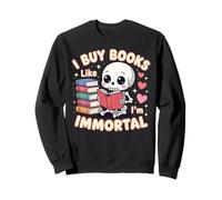 Compro libros como si fuera inmortal libro de esqueleto estilo kawaii Sudadera