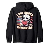 Compro libros como si fuera inmortal libro de esqueleto estilo kawaii Sudadera con Capucha