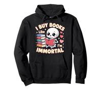 Compro libros como si fuera inmortal libro de esqueleto estilo kawaii Sudadera con Capucha