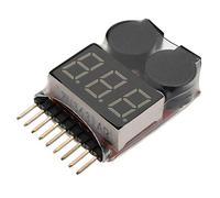Comprobador de batería de bajo voltaje, 2 piezas RC Lipo alarma zumbador indicador con LED, para batería 1s-8s Li-Po/Li-Ion/Li-Mn/Li- Fe (sin cáscara)