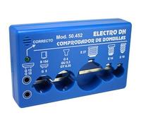 Comprobador de bombillas con luz LED, detección de voltaje, pruebas de continuidad; útil para mantenimiento eléctrico y diagnóstico de fallos.