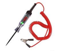 Comprobador de circuito eléctrico automotriz con clip de tierra y sonda de metal para probar voltaje y continuidad en sistemas eléctricos de vehículos