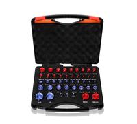 Comprobador de Hilo Métrico y de 44 Pulgadas, Kit de Calibre de Hilo Rojo y Azul de Aleación de Aluminio, Práctico y Fácil de Usar Corrector de Hilo Estándar y Métrico para un