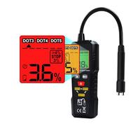 Comprobador de Humedad de Líquido de Frenos DOT3/DOT4/DOT5.1 Detector de Aceite de Frenos 0-4% Detección de Humedad con Linterna LED, Indicador de Color y Alarma Zumbador Herramienta de Diagnóstico