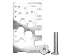 Comprobador de Rosca para Tornillos,Medidor Portátil de Tuercas y Pernos | Regla de Medición en Acero Inoxidable para Aficionados a la Automoción, Mecánica, Electricidad e Ingeniería