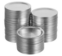 COMPUKAS 100 piezas Tapas para Tarros Mason de Aluminio de Reutilizables y Resistentes Compatibles con Frascos de Boca Regular para Conservación de Alimentos y Mermeladas