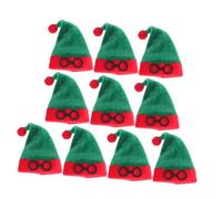 COMPUKAS 10piezas Mini Gorro De Papá Noel para Funda De Botella De Vino Adorable Decoración Navideña para Proyectos De Bricolaje y Fiestas Fundas Navideñas para Botellas