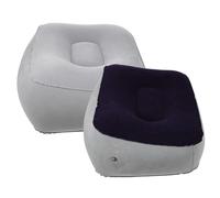 COMPUKAS 2piezas Almohada Reposapiés Inflable Unidades para Viajes Tren y Coche Cojín De Apoyo para Pies Diseño Compacto y Altura Material PVC Flocado Gris y Azul