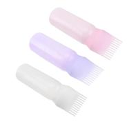 COMPUKAS 3 Piezas Botella de Limpieza en Seco Aplicadora de Tinte para Cabello con Escala Colores Transparente, Morado y Claro para Peluquería