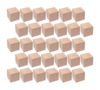 COMPUKAS 30 Cubos de Madera Cuadrados Color Caqui para Manualidades y Proyectos de Bricolaje, Bloques sin Terminar para Enseñar Matemáticas y Estimular la Imaginación