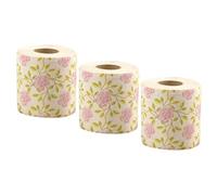 COMPUKAS 3rollos Papel Higiénico de Pulpa de Bambú con Diseño Floral Rosa Papel Baño Decorativo para Baño Toallas de Mano Creativas y Originales